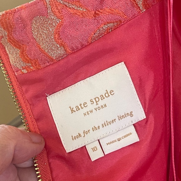 Vintage Kate Spade Elegant Pink and Gold Strapless Dress - Picture 9 of 14